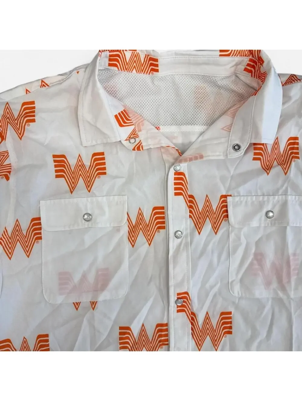 Whataburger logo western button down shirt with snaps